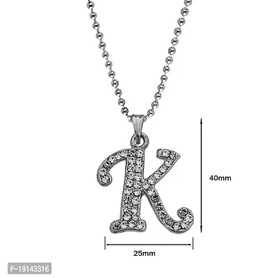 M Men Style Name English Alphabet K Letter Initials Letter Locket Pendant Necklace Chain and His Silver Crystal and Zinc Alphabet Pendant Necklace ChainUnisex-thumb2