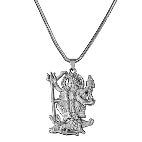 M Men Style Hindu Deity Powerful Mata Goddess Maha Kali Kalika Devi Unique Snake Chain Bronze Zinc And Metal Pendant Necklace For Men And Women SPn20221064