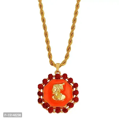 Sullery Chhatrapati Shivaji Maharaj with Rope Goldplated Brass Chain for Boys  Mens Gold and Orange Brass and Metal Religious Spiritual Jewellery Pendant Necklace Chain for Men and Boys
