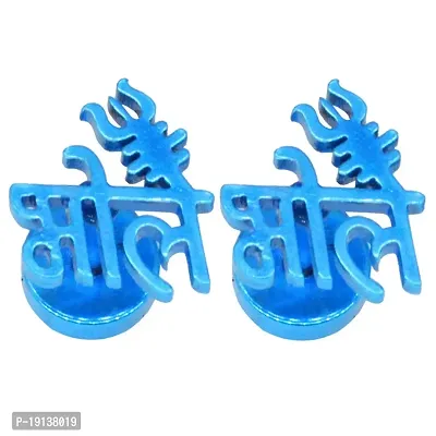 Sullery Religious Jewelry Lord Shiv Bhole Trishul?Piercing Jewelry Stainless Steel Stud Earring Blue