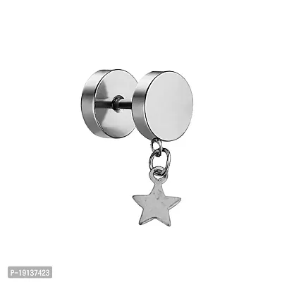 Sullery Star Charm Silver Stainless Steel 1pc Stud Earring For Men And Women