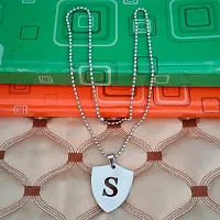 M Men Style English Alphabet Initial Charms Letter Initial S Alphabet Silver Stainless Steel Letters Script Name from A-Z Pendant Necklace Chain For Men And Women-thumb2