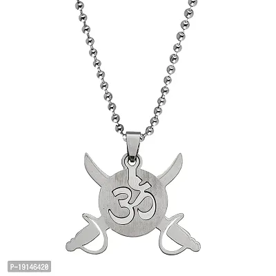 Sullery Religious Ohm Om Aum Sanskrit Symbol Yoga Jewelry Silver Stainless Steel Pendant Necklace Chain for Men and Boys