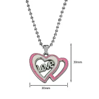 M Men Style Double Heart Alphabet Love Charm Locket With Chain pink And Silver Zinc And Metal Alphabet Pendant Necklace Chain For Men And Women-thumb1