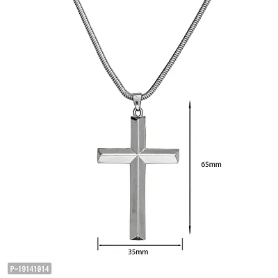 M Men Style Religious Christian JesusCross Crucifix Gift Locket with Snake Chain Silver Stainless Steel for Unisex-thumb2