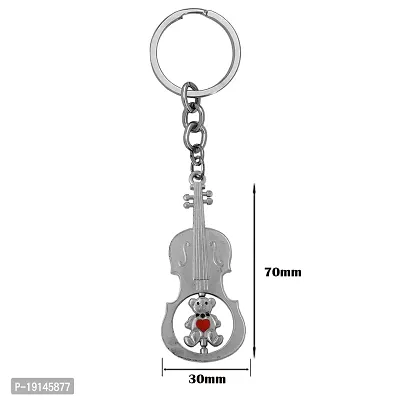 M Men Style Valentine Gift Musician Guitar Music Sign With Teddy Car Bike Home Office Birthday Gift To Friends Silver Zinc And Metal Keychain For Men And women-thumb2