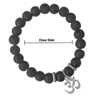 M Men Style 6mm Beads Black Yoga Meditation OM Elastic Strachable Charm Crystal Bracelet For Men And Women LCBR15B502-thumb1