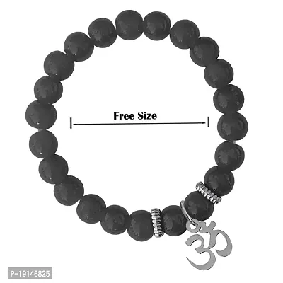 M Men Style 6mm Beads Black Yoga Meditation OM Elastic Strachable Charm Crystal Bracelet For Men And Women LCBR15B502-thumb2