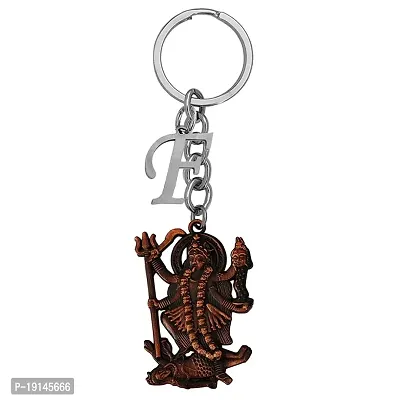 M Men Style Hindu Deity Powerful Mata Goddess Maha Kali Kalika Devi Initial Letter Alphabet - E Copper Zinc And Metal Keychain For Men And Women-thumb0