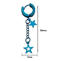M Men Style Valentine Gift Double Star Chain Charm Drop Dangle Surgical Hoop Blue Stainless Steel Earrings For Men And WomenSEr2022197-thumb1