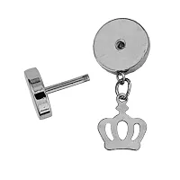 Sullery Crown Charm Silver Stainless Steel 1pc Stud Earring For Men And Women-thumb1