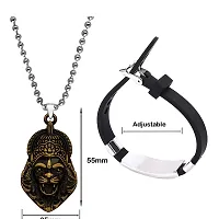 M Men Style Religious Hindu Idol God Vishnu Narsimha Locket With Om Yoga Charm Bracelet Bronze Silver Metal Stainless Steel Combo Set For Men SComboa3-thumb3