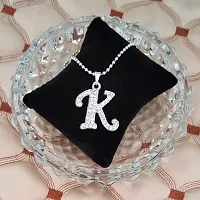 M Men Style Name English Alphabet K Letter Initials Letter Locket Pendant Necklace Chain and His Silver Crystal and Zinc Alphabet Pendant Necklace ChainUnisex-thumb3