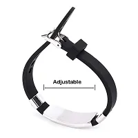 M Men Style Crusifix Cross With God All Things are Possiblle (Mat 19.26) Silver And Black Stainlees Steel And Silicone Bracelet For Men And women 25-S8SBr2022456sujal-thumb1