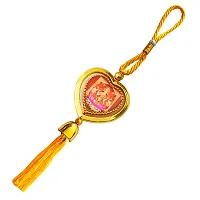 M Men Style Rotational Dual Side Heart Lord Mahalaxmi Ganesh Car Hanging YellowTassel Hanging 107-thumb1