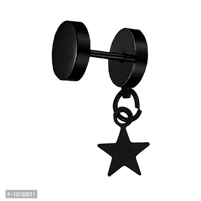Sullery Punk Fashion Star Charm Drop Huggie Earring 01 Stainless Steel Stud Earring For Men And Women