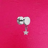 Sullery Star Charm Silver Stainless Steel 1pc Stud Earring For Men And Women-thumb2