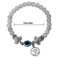 M Men Style 6mm Beads Grey Yoga Meditation OM Turtle Evil Eye Elastic Strachable Charm Crystal Bracelet For Men And Women LCBR5A501-thumb1