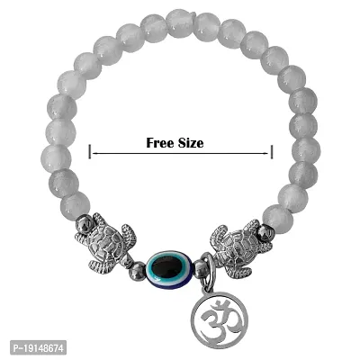 M Men Style 6mm Beads Grey Yoga Meditation OM Turtle Evil Eye Elastic Strachable Charm Crystal Bracelet For Men And Women LCBR5A501-thumb2