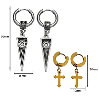 M Men Style Arrow Hoop earring And Christan Christ Jesus Cross Hoop Earring Silver::Gold Stainless Steel Stud Hoop Drops  Danglers Earrings For Men And Women SEr2022221-thumb1