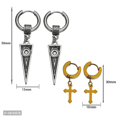 M Men Style Arrow Hoop earring And Christan Christ Jesus Cross Hoop Earring Silver::Gold Stainless Steel Stud Hoop Drops  Danglers Earrings For Men And Women SEr2022221-thumb2