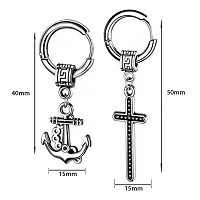 M Men Style Men Wheel Ship Anchor Ship With Christ Jesus Cross Dangle Hoop Studs Punk Titanium Steel Piercing Jewelry Silver Stainless Steel For Men And Women-thumb1