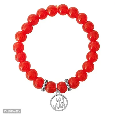 M Men Style 6mm Red Religious God Allah Prayer Elastic Strachable Charm Crystal Bracelet For Men And Wen LCBR16L512