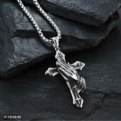 M Men Style Religious Lord Jesus Prayer Hands Christian Gift Jewelry Silver Alloy,Metal Pendant Necklace Chain For Men And Women SPn20230108-thumb3