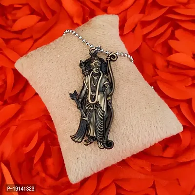 M Men Style Lord Shree Ram Idol Statue in Antique Finish Locket Murti With Chain Gold Zinc Metal Religious Pendant Necklace Chain For Men And Women-thumb4
