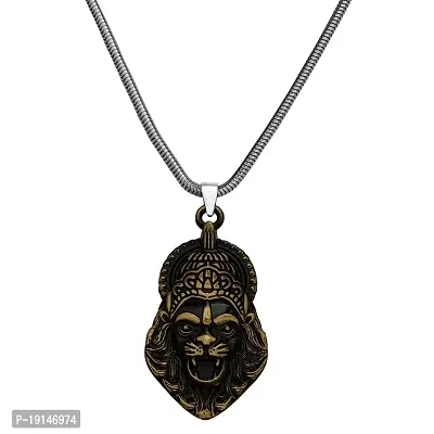M Men Style God Vishnu avatar Narasimha Lion Head Pendant With Snake Chain Gold Zinc Metal Necklace For Men And Women