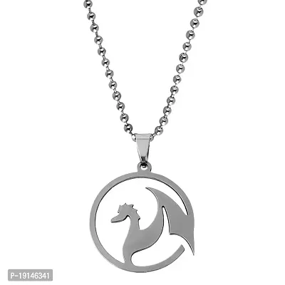 M Men Style Bikers Jewelry Gothic Punk Dragon Charm Fashion Jewelry Silver Stainless Steel Pendant Necklace Chain For Men And Women LC0049