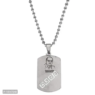 Sullery Dr Babasaheb Bhimrao Ramji Ambedkar Locket with Chain Silver Stainless Steel Religious Spiritual Jewellery Pendant Necklace Chain for Men and Boys