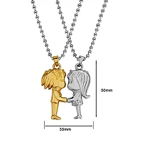 Sullery Valentine Day Gift Cute Girl and Boy Lovers Couple 2pc Silver and Gold Metel Necklace Chain for Men and Women-thumb3