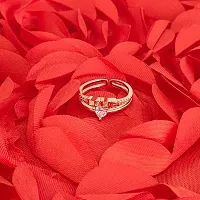 Sullery Exclusive Valentine's Collection Love Sparkling Heart Cubic Zirconia Gold Plated Adjustable Rings Copper Cubic Zirconia Gold Plated Ring for Women and Girls-thumb1