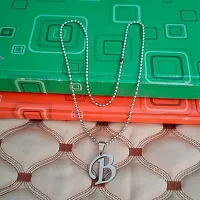 M Men Style English Alphabet Initial Charms Letter Initial B Alphabet Silver Stainless Steel Letters Script Name Pendant Chain Necklace from A-Z for For Men And Women-thumb2