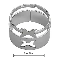 M Men Style Valentine Day Gift Adhustable Butterfly Shape Openable Ring Wedding Jewellery Couple Ring Silver Stainless steel 00 Ring For Women And Girls-thumb1
