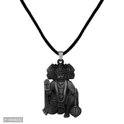 M Men Style Lord Shree Panchmukhi Hanuman With Cotton Dori Grey Zinc And Metal Pendant Necklace For Men And women-thumb0