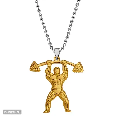 Sullery Fitness Gym Masculine Barbell BodyBuilder Dumbbells Gym Jewelry Gold Zinc,Metal Necklace Chain For Men And Women