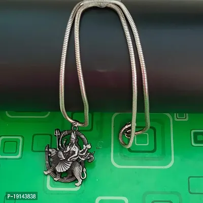 M Men Style Religious Lord Om Sherawali MATA Durga Silver Zinc,Metal Pendant for Unisex (Grey)-thumb4