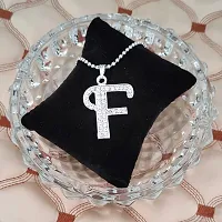 M Men Style Name English Alphabet F Letter Initials Letter Locket Pendant Necklace Chain and His Silver Crystal and Zinc Alphabet Pendant Necklace ChainUnisex-thumb3