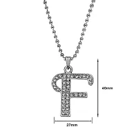 M Men Style Name English Alphabet F Letter Initials Letter Locket Pendant Necklace Chain and His Silver Crystal and Zinc Alphabet Pendant Necklace ChainUnisex-thumb1