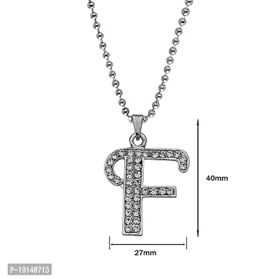M Men Style Name English Alphabet F Letter Initials Letter Locket Pendant Necklace Chain and His Silver Crystal and Zinc Alphabet Pendant Necklace ChainUnisex-thumb2