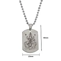 Sullery Goddess Lakshmi Necklace Hindu Jewelry Locket with Chain Silver Stainless Steel Religious Spiritual Jewellery Pendant Necklace Chain for Men and Boys-thumb1