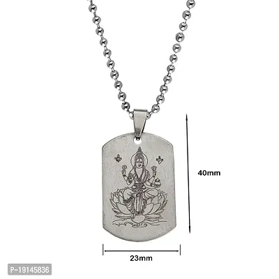 Sullery Goddess Lakshmi Necklace Hindu Jewelry Locket with Chain Silver Stainless Steel Religious Spiritual Jewellery Pendant Necklace Chain for Men and Boys-thumb2