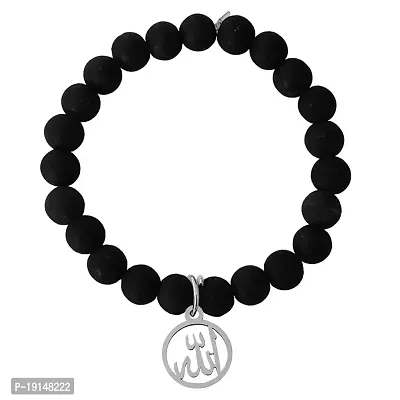 M Men Style 6mm Beads Black Religious God Allah Prayer Elastic Strachable Charm Crystal Bracelet For Men And Wen LCBR29L512