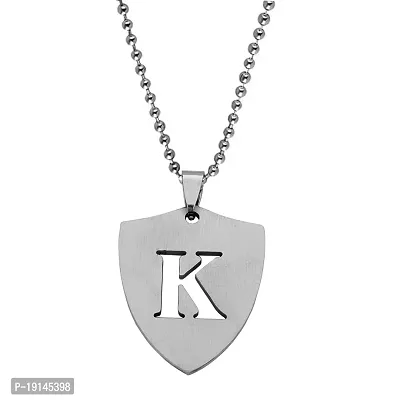 M Men Style English Alphabet Initial Charms Letter Initial K Alphabet Silver Stainless Steel Letters Script Name From A-Z Pendant Necklace Chain For Men And Women-thumb0