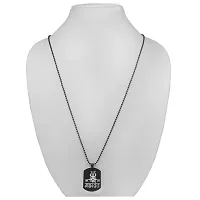 Sullery Lord Har Har Mahadev Shiva Trishul Locket Black Silver Stainless Steel Necklace Pendant-thumb2