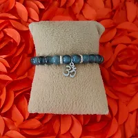 M Men Style 6mm Beads Black Yoga Meditation OM Elastic Strachable Charm Crystal Bracelet For Men And Women LCBR15B502-thumb2