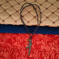 M Men Style Antique Bronze Multiple Elements Long Gun Adjustable Leather Cord Leather Necklace Chain Pendant for Unisex-thumb2