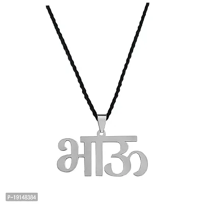 M Men Style Stainless Steel Silver Plated Religious Personalized Bhau Text Letter Jewelery Gift Cotton Dori Pendant Necklace Chain Gift For Men Boys